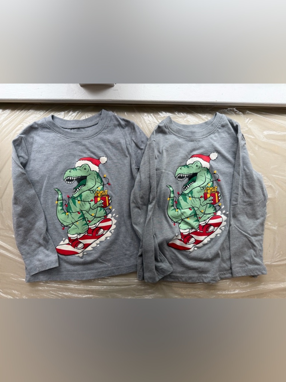 jumping beans Grey Dinosaur Santa Graphic Long-Sleeve Tee